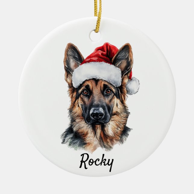 Custom German Shepherd Dog Ceramic Tree Decoration (Front)