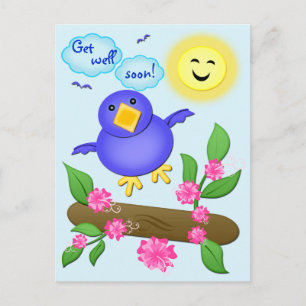 Custom Get Well Blue Bird Happiness Card