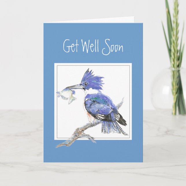 Custom, Get Well Soon,Masculine,Fishing,Kingfisher Card (Front)