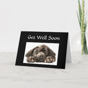 Custom Get Well Soon, Sad Labrador Dog Blues Card