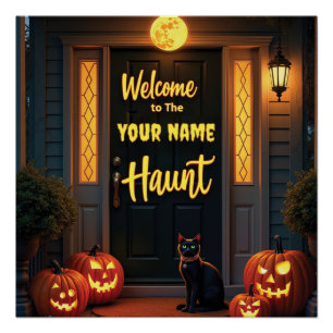 Custom Ghost & Full Moon Haunted Porch Scene Poste Poster