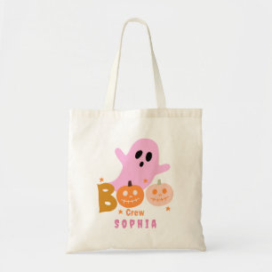 Custom Ghost Trick-or-Treat Pink Boo Halloween Tote Bag