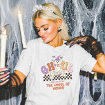 Custom Ghoul Gang Halloween Party Bach Party Group T-Shirt<br><div class="desc">Get ready to raise some hell with your ghoul gang! These spooky and sassy Halloween party shirts are perfect for bachelorette bashes, girls' nights out, or any Halloween celebration. These matching tees with custom hilarious phrases will add a touch of spooky fun to your girl gang gathering or even the...</div>