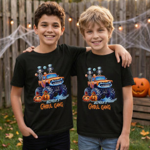 Custom Ghoul Gang Monster Truck Boys Halloween T-Shirt
