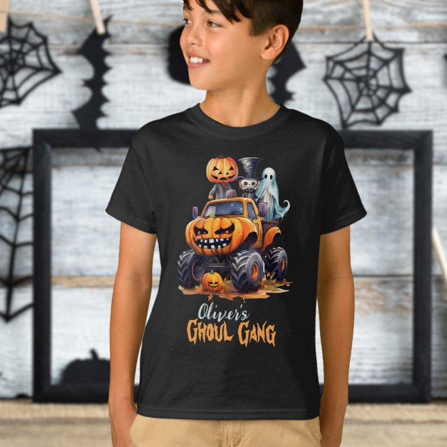 Custom Ghoul Gang Monster Truck Halloween Boys T-Shirt (Creator Uploaded)
