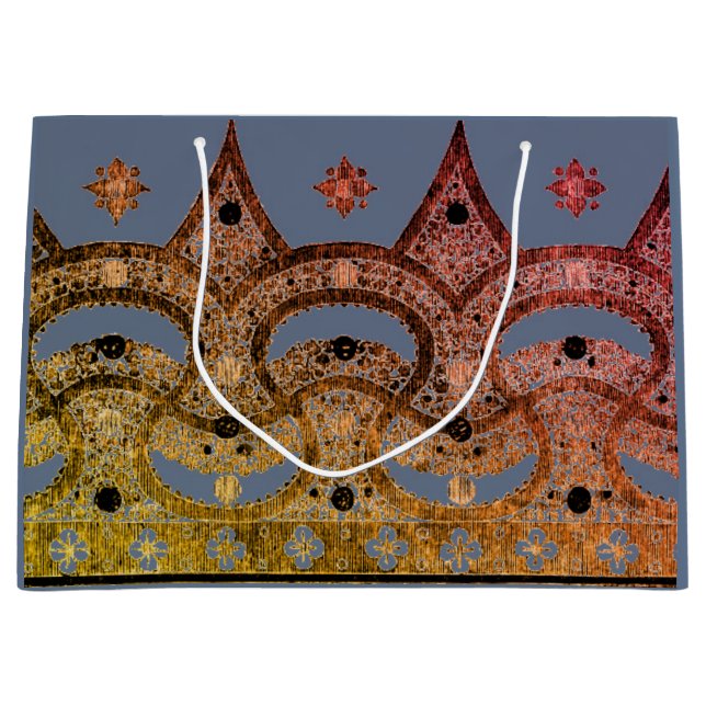 CUSTOM GIFT BAG WITH CHINESE PATTERN BLUE AND GOLD (Front)