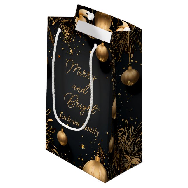 Custom Gift Bag with Christmas Lux Black & Gold  (Front Angled)