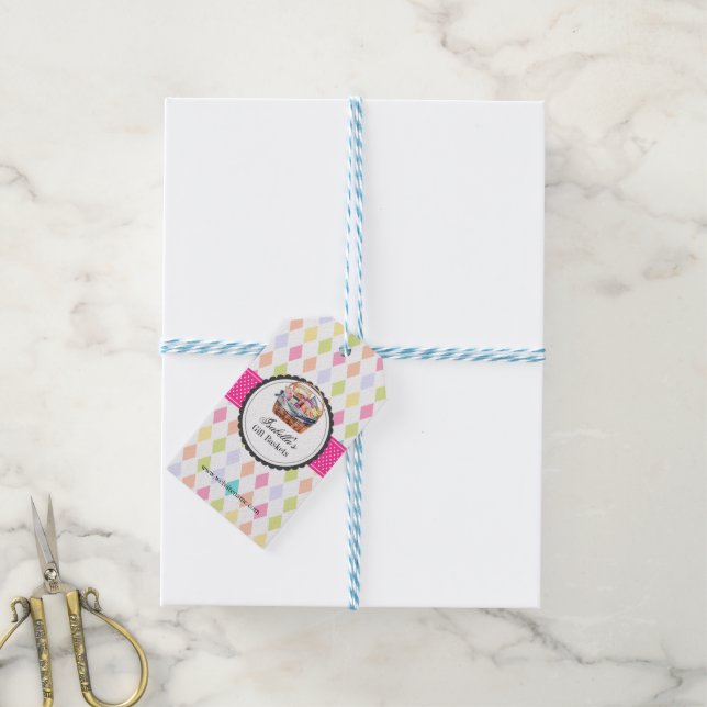 Custom Gift Basket Business Gift Tags (With Twine)