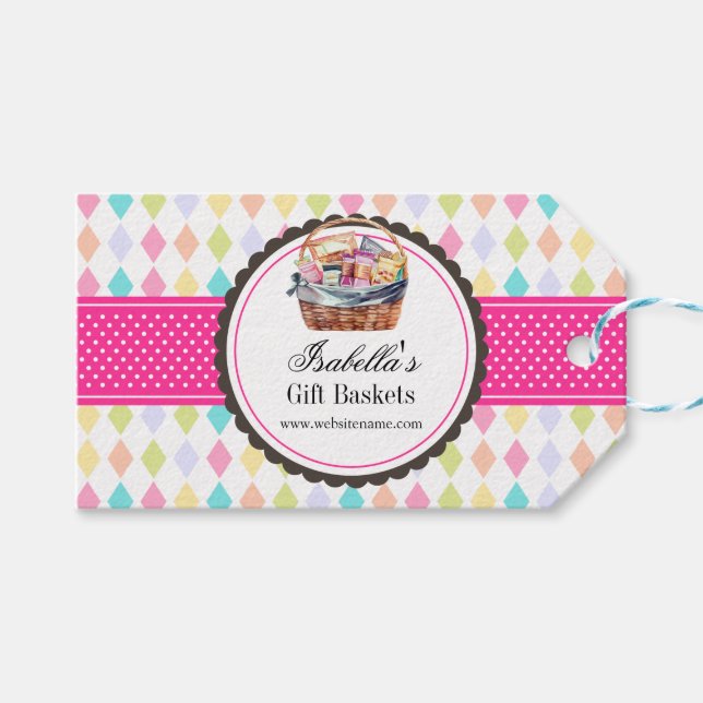 Custom Gift Basket Business Tags (Front (Horizontal))