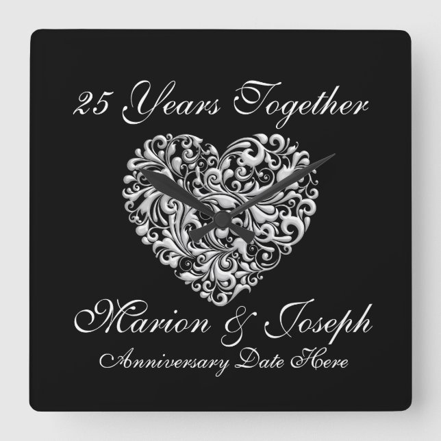 CUSTOM GIFT CLOCK 25TH SILVER  ANNIVERSARY (Front)