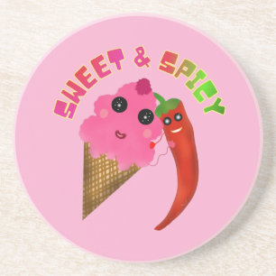 Custom gift Cute Ice Cream and Chili Pepper  Coaster