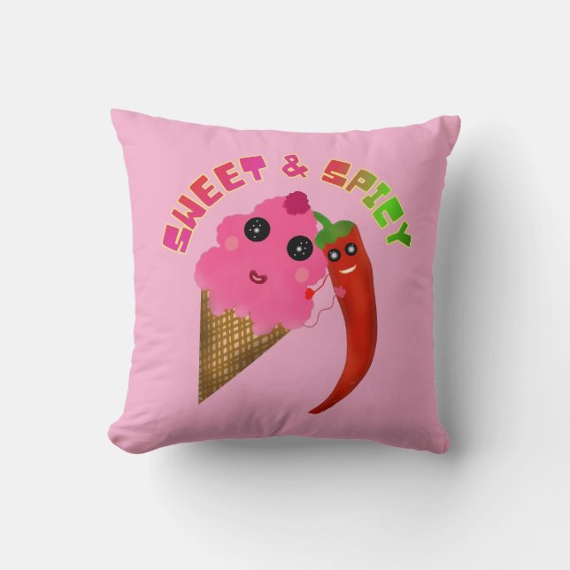 Custom gift Cute Ice Cream and Chili Pepper  Cushion (Front)