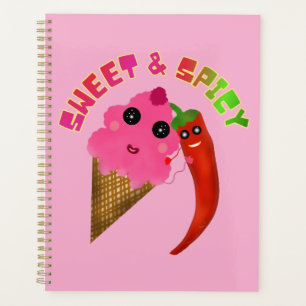 Custom gift Cute Ice Cream and Chilli Pepper Planner
