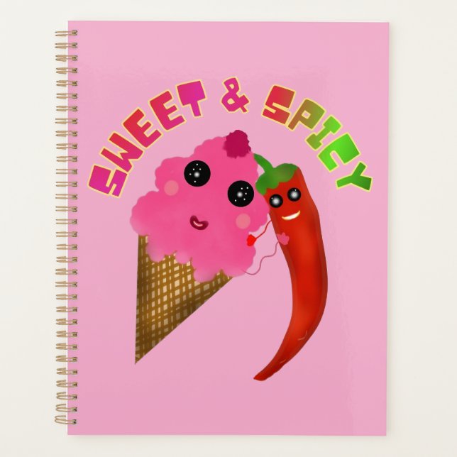 Custom gift Cute Ice Cream and Chilli Pepper  Planner (Front)