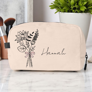 Custom Gift For Bridesmaid Floral Light Peach Dopp Kit