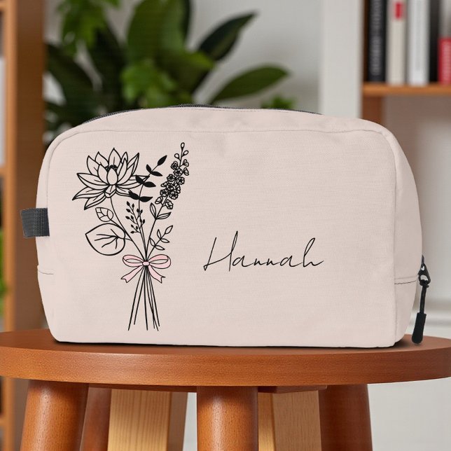 Custom Gift For Bridesmaid Floral Pink Bow  Dopp Kit (Creator Uploaded)