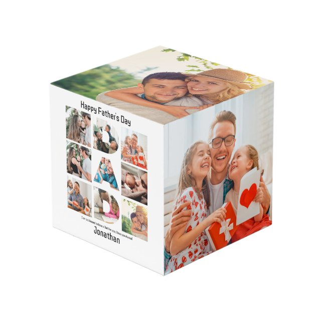 Custom Gift for Dad Fathers Day 13 Photo Collage Cube (Front Angled)