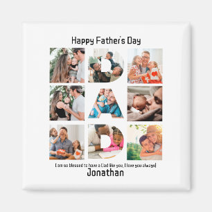 Custom Gift for Dad Fathers Day 9 Photo Collage Magnet