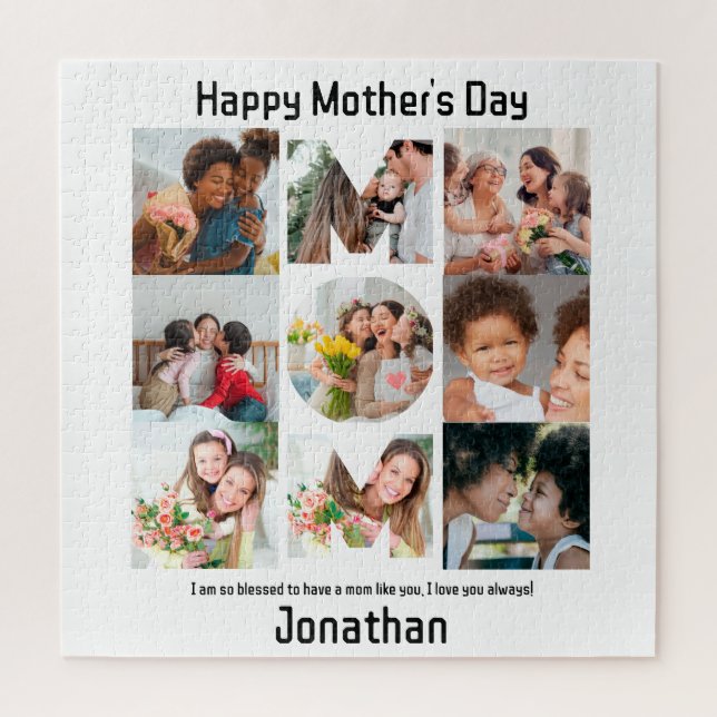 Custom Gift for Mom Mothers Day 9 Photo Collage Jigsaw Puzzle (Vertical)