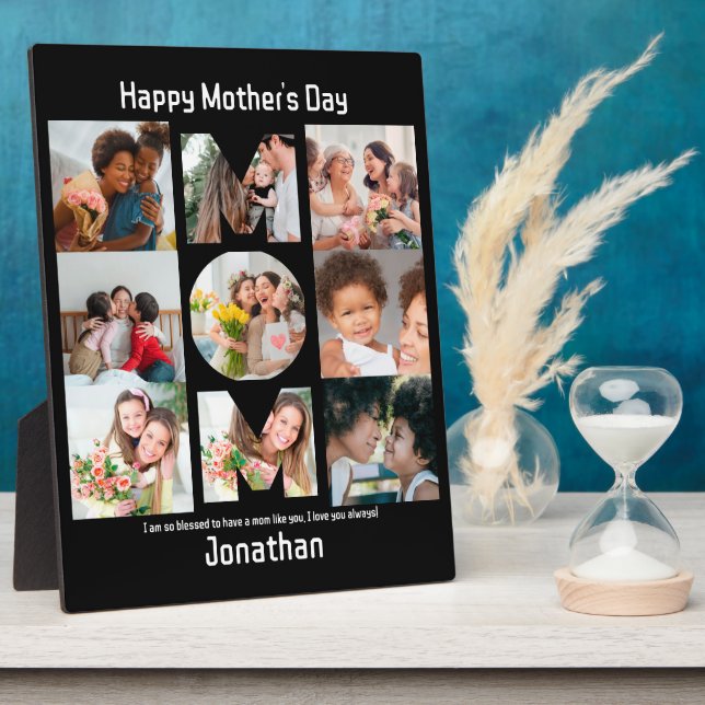 Custom Gift for Mom Mothers Day 9 Photo Collage Plaque (Side)