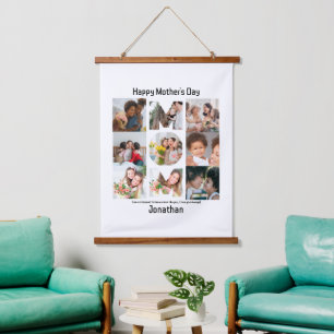 Custom Gift for Mum Mothers Day 9 Photo Collage Hanging Tapestry