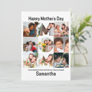 Custom Gift for Mum Mothers Day 9 Photo Collage Holiday Card