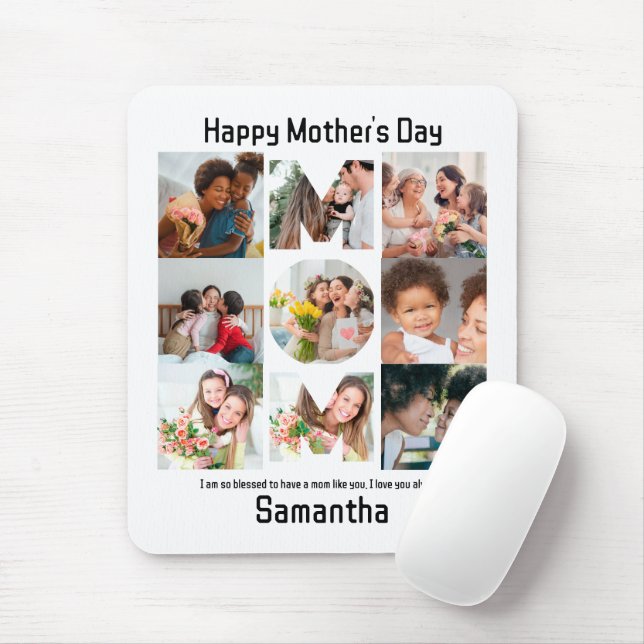Custom Gift for Mum Mothers Day 9 Photo Collage Mouse Pad (With Mouse)