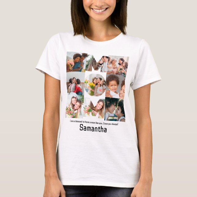 Custom Gift for Mum Mothers Day 9 Photo Collage T-Shirt (Front)