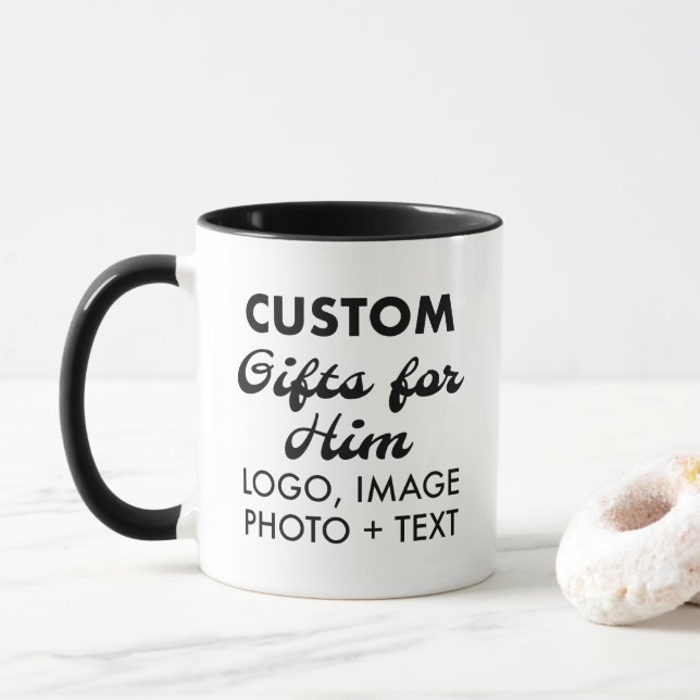 Custom Gifts for Him Black Combo Mug 11oz. (With Donut)