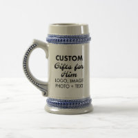 Custom Gifts for Him Grey Beer Stein Mug 22oz.