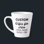 Custom Gifts for Him Large Latte Mug 12oz.<br><div class="desc">Custom Gifts for Him personalised Latte Mug, 12oz., 4" high x 3.5" diameter, ceramic conical mug with ear-shaped handle, dishwasher and microwave safe that meets all FDA requirements for food and beverage safety. Your customisable design custom printed full wrap on the mug. GET BIG SAVINGS WITH MULTIPLE PURCHASE ORDER DISCOUNT....</div>