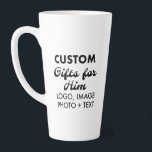 Custom Gifts for Him Large Latte Mug 17oz.<br><div class="desc">Custom Gifts for Him personalised Large Latte Mug, 17oz., 6" high x 3.5" diameter, ceramic conical mug with ear-shaped handle, dishwasher and microwave safe that meets all FDA requirements for food and beverage safety. Your customisable design custom printed full wrap on the mug. GET BIG SAVINGS WITH MULTIPLE PURCHASE ORDER...</div>