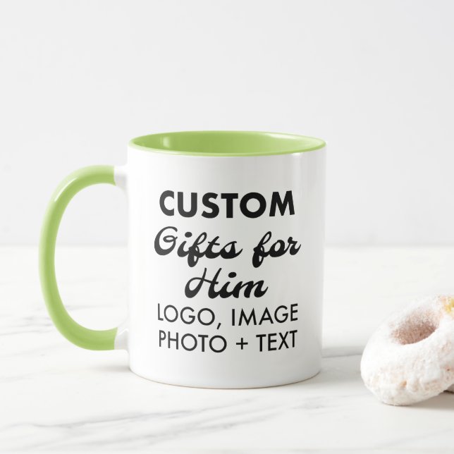 Custom Gifts for Him Lime Green Combo Mug 11oz. (With Donut)