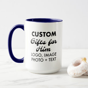 Custom Gifts for Him Navy Blue Combo Mug 15oz.
