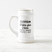 Custom Gifts for Him White Beer Stein Mug 20oz.