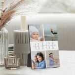 Custom "Gigi" Grandchildren Photo Collage Plaque<br><div class="desc">Create a sweet gift for grandma with this four photo collage plaque. "GIGI" appears in the centre in chic grey lettering,  with your custom message and grandchildren's names overlaid.</div>
