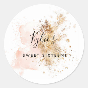 Custom Giirl Sweet Sixteen Sweet 16 Classic Round Sticker