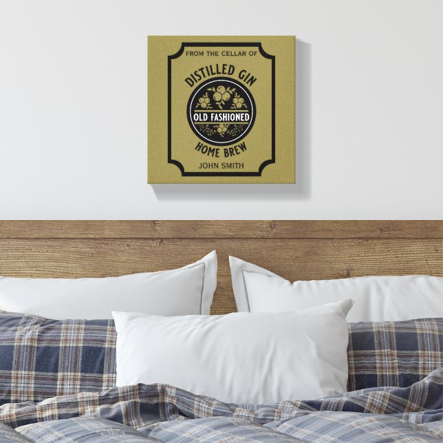 Custom Gin Bottle Canvas Print (Insitu(Bedroom))