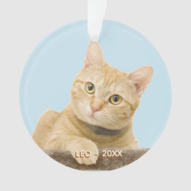Custom Ginger Cat Photo Christmas Tree Ornament (Front)