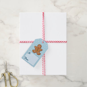 Custom Gingerbread and Snowflakes Blue Gift Tags