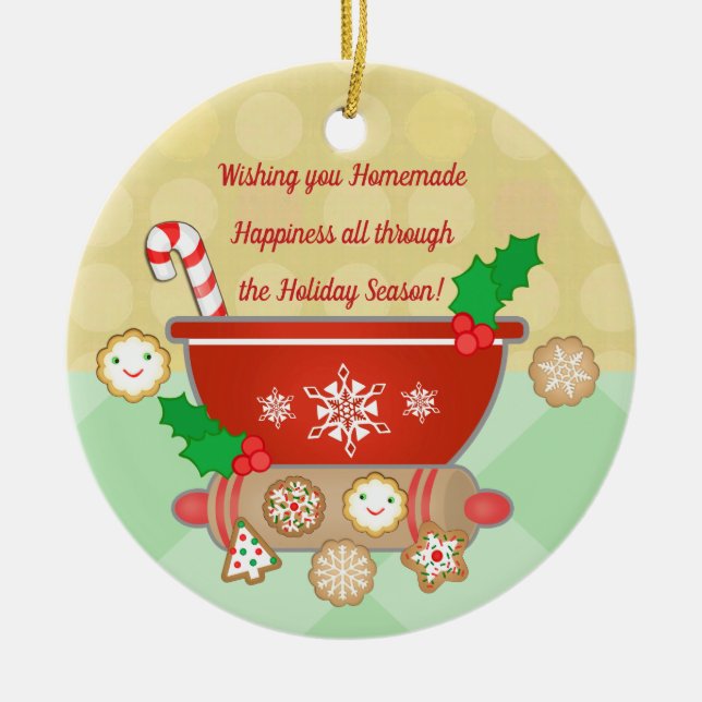 Custom Gingerbread Christmas Cookies Ceramic Tree Decoration (Front)