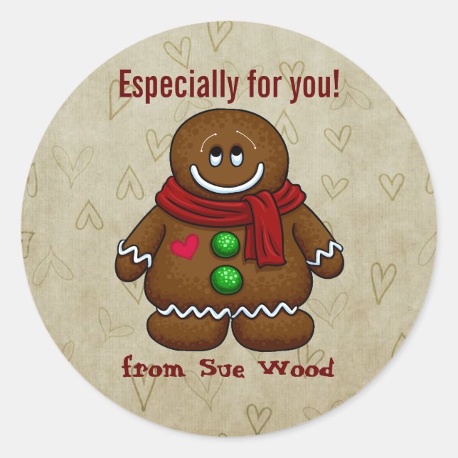 Custom Gingerbread Gift Tag Stickers (Front)