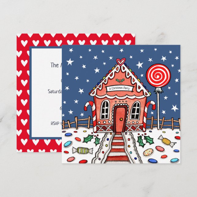 Custom Gingerbread House Christmas Invitation (Front/Back)