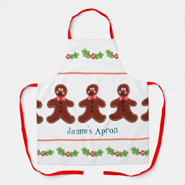 Custom Gingerbread Man Christmas Apron (Front)