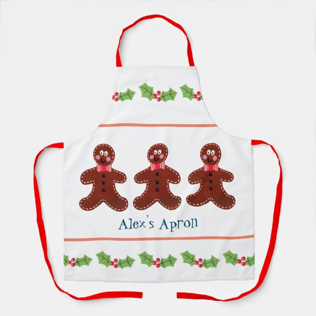 Custom Gingerbread Man Christmas Apron (Front)