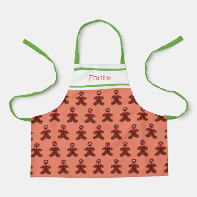 Custom Gingerbread Man Christmas Apron (Front)