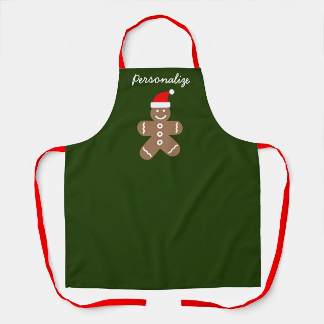 Custom gingerbread man Christmas kitchen cooking Apron (Front)