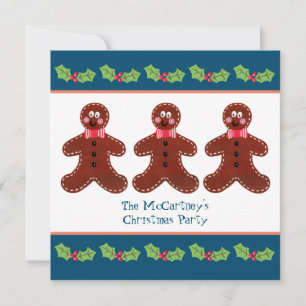 Custom Gingerbread Man Christmas Party Invitation