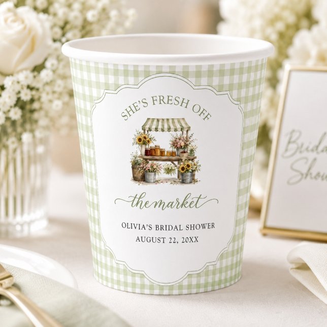 Custom Gingham She's Fresh Off The Market Paper Cups (Creator Uploaded)