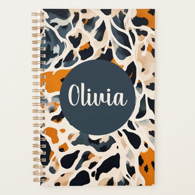 Custom Giraffe Animal Print Planner (Front)